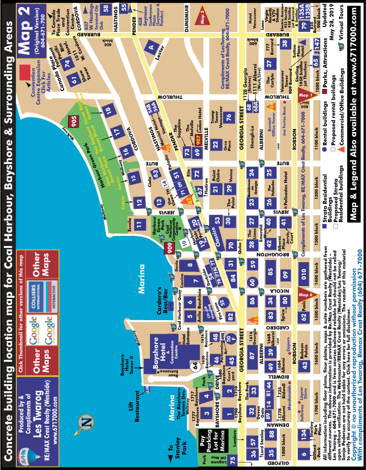 Coal Harbour, Bayshore, Westend Condos For Sale Map 2